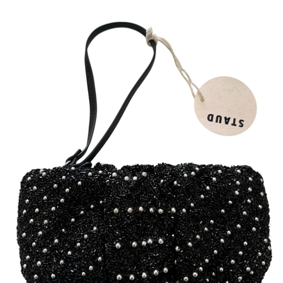 STAUD Beaded Bean Cosmic Wave Convertible Clutch Black NWT - Picture 3 of 9